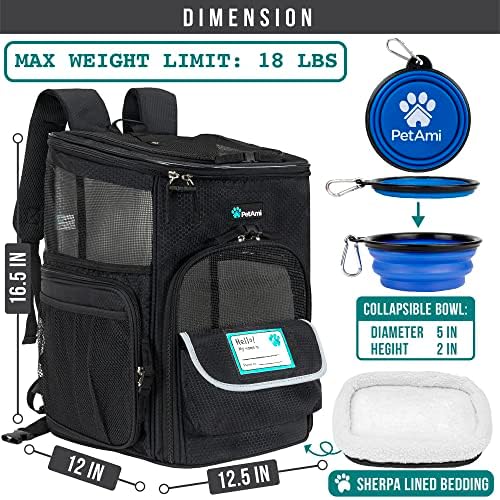 PetAmi Dog Backpack Carrier, Airline Approved 4-Way Entry Cat Bag, Black - Image 2