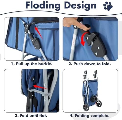 3 Wheel Pet Stroller for Dogs and Cats, Foldable Design - Image 5
