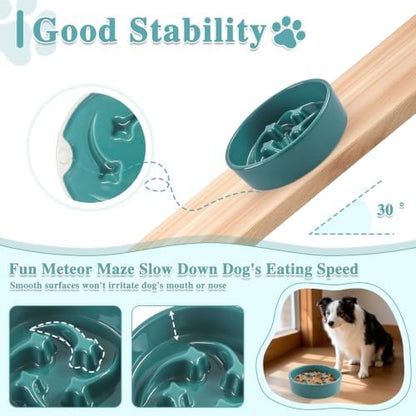 Ceramic Slow Feeder Dog Bowls,0.6 Cups Dog Food Dish for Small Medium Dogs - Image 3