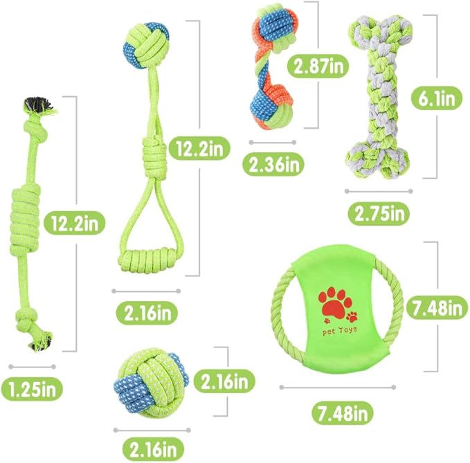 6Pack Dog Rope Toys, Interactive Tough Chew Toys for Small and Medium Dogs, Clean Teeth and Relieve Boredom, Tug of War, Aggressive Chewers, Cotton Rope Knot Puppy Dental Toy
