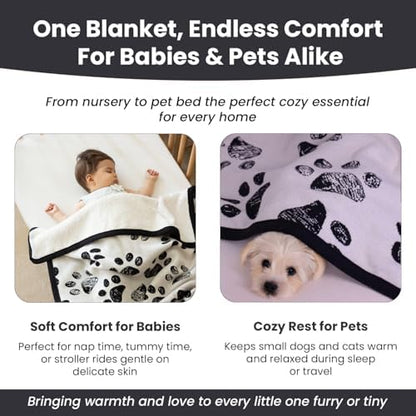 Baby & Pet Blanket 100% Cotton with Sherpa Fleece – Soft Stroller & Cuddle Blanket for Baby, Dog & Cat – Breathable, Hypoallergenic, Washable – 30x40 All-Season Blanket Black - Image 3