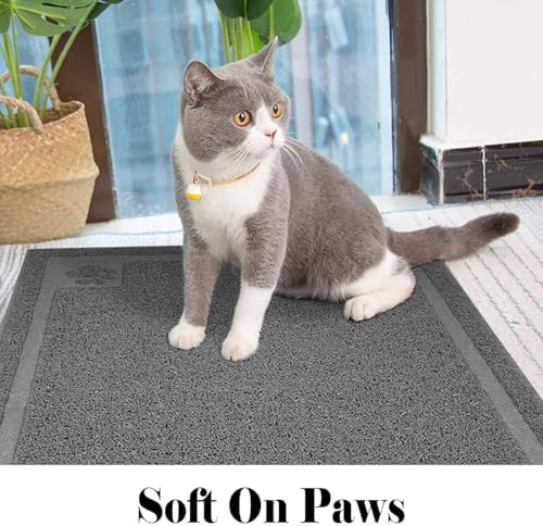UPSKY Large Cat Litter Mat Trapper 35"×23", Waterproof, Non-Slip, Gray - Image 6