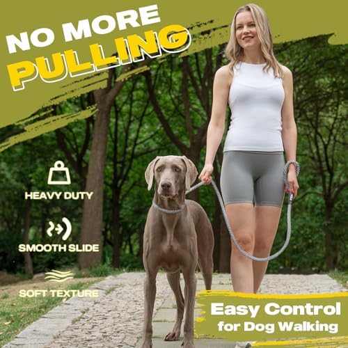 Fida Durable Slip Lead Dog Leash, 6 FT x 3/8" Dog Training Leash, Grey - Image 2