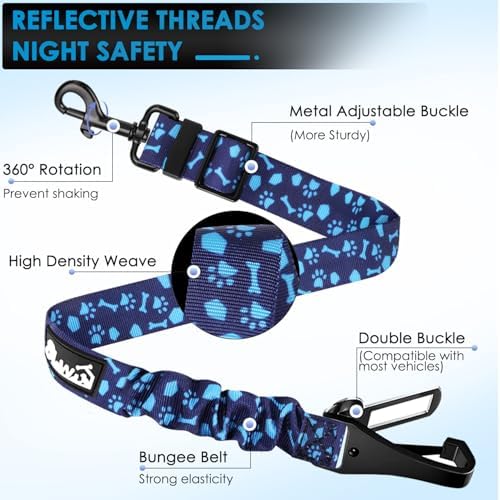 Lukovee Dog Seat Belt, 2 Pack, 3-in-1 Headrest & Seatbelt Clip & Latch - Image 4