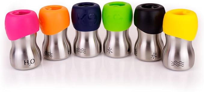 H2O4K9 Stainless Steel Dog Water Bottle and Travel Bowl, Small, 270 ml, Deep Navy
