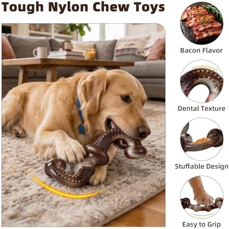 Dog Chew Toys for Aggressive Chewers, 3-Pack Tough Nylon - Image 2