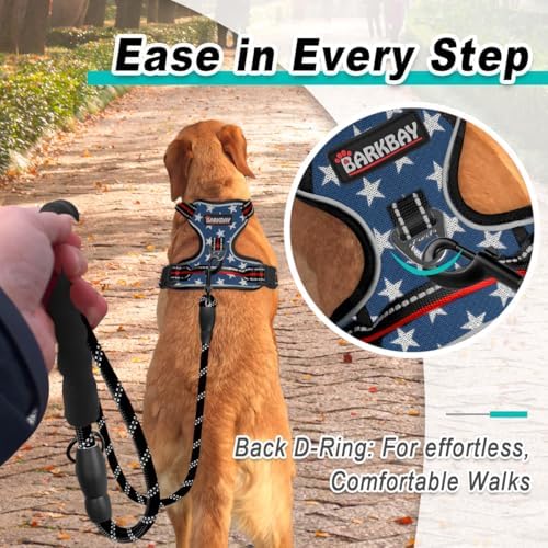 BARKBAY Dog Harness for Large Dog No Pull Mesh 2 Clips Dog Vest - Image 3