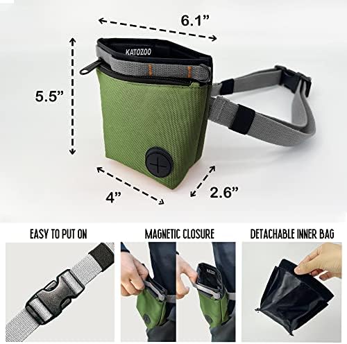 Dog Treat Pouch with Pet Training Clicker, Dog Training Treat Pouch Kit, Magnetic Closure, Hands-Free Training (Green) - Image 4