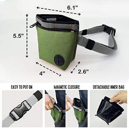 Dog Treat Pouch with Pet Training Clicker, Dog Training Treat Pouch Kit, Magnetic Closure, Hands-Free Training (Green) - Image 4