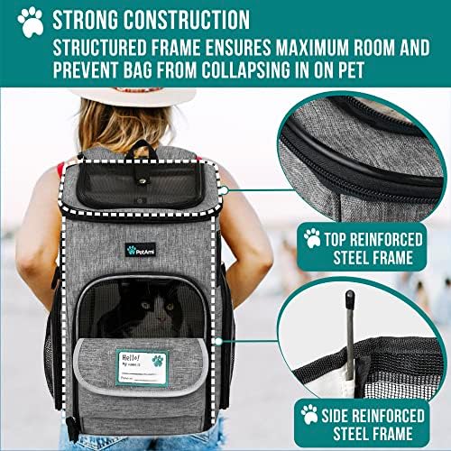PetAmi Dog Backpack Carrier, Airline Approved 4-Way Entry Cat Bag, Gray - Image 6