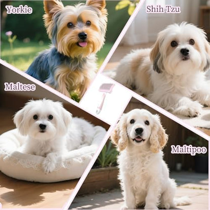 Self Cleaning Slicker Dog Brush for Small Long-Haired Breeds (Light Pink) - Image 5