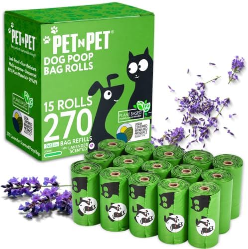 Pet N Pet Dog Poop Bags Rolls, 270 Count, Lavender Scented, Plant Based by PETNPET