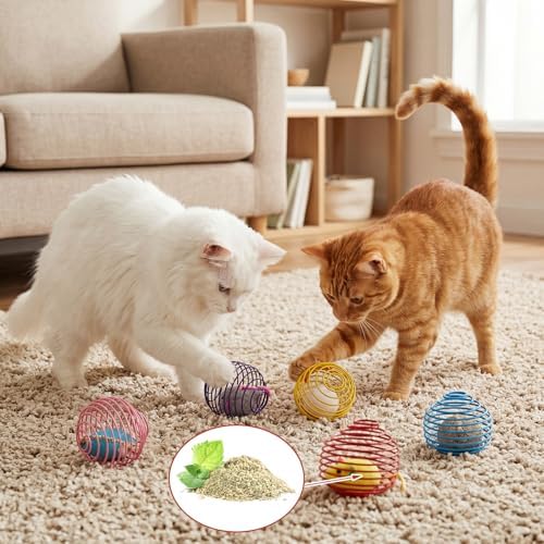 Jecery 5 Pcs Cat Toys Spring,Catnip Rats,Soft Color - Image 6