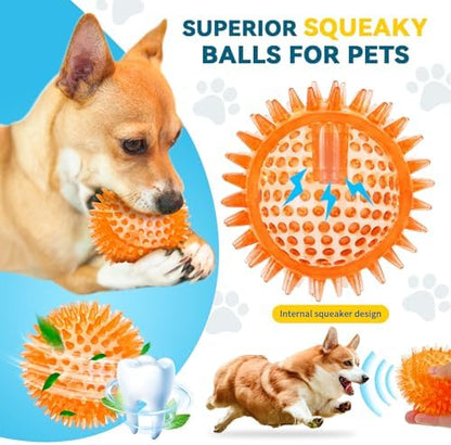 SHARLOVY 3'' Squeaky Balls for Small Dogs, 4 Spiky Dog Balls for Teething - Image 5