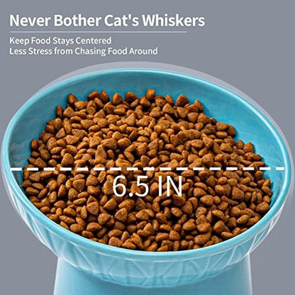 6.5 Inch Wide Ceramic Raised Cat Bowls, Tilted Elevated Cat Food Bowl Set - Image 4