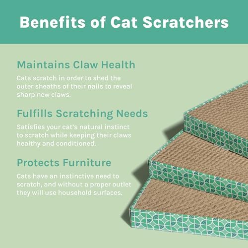 Kitty City 3-Pack XL Double Sided Corrugate Cat Scratcher Pads - X-Large Horizontal Cat Scratcher Mats, Reversible Corrugate Nail File Scratchers - Pink Cats Design, 18” x 10” Each - Image 6