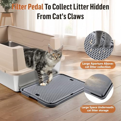 Cat Litter Box Step, Large Cat Litter Ramp with Filter Function, Dark Grey - Image 3
