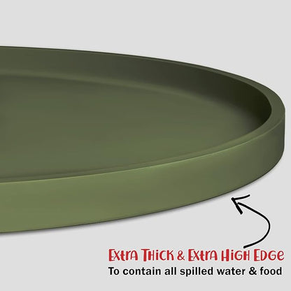 DogBuddy Dog Food Mat - Waterproof Dog Bowl Mat, Silicone Pet Mat for Food and Water Bowls, Nonslip Pet Feeding Mat with Edges, Dogs Food Mats for Floors, Puppy Supplies (Small, Khaki Green)