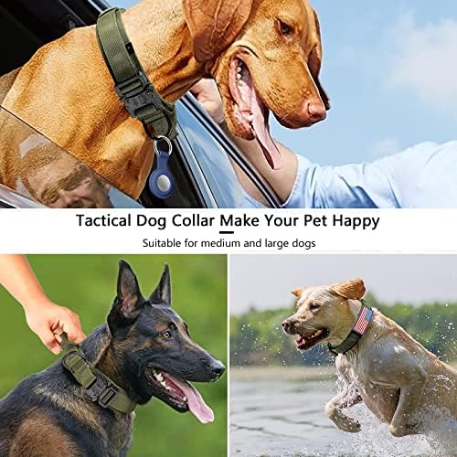 DAGANXI Tactical Dog Collar, Adjustable Military Training Nylon Dog Collar with Control Handle and Heavy Metal Buckle for Medium and Large Dogs, with Patches and Airtags Case (M, Green) - Image 6
