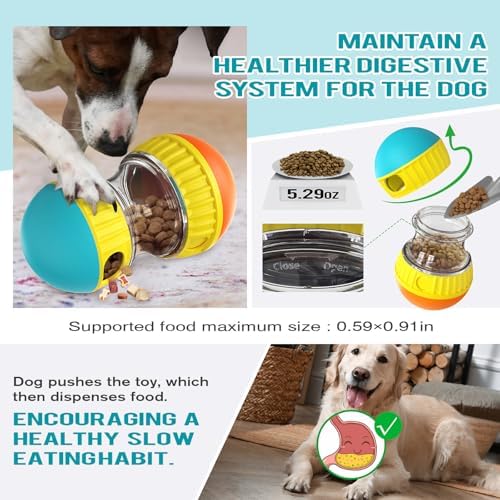 BSISUERM Dog Treat Dispensing Puzzle Toy Adjustable Food Dispenser Slow Feeder Puppy Enrichment Rolling Ball Pet Interactive Chase Toys Stimulating Game for Small Medium Dogs Gift to Keep Them Busy - Image 4