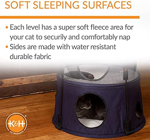 K&H Cat Tower, Tree Condo for Multiple Large Indoor Cats, 3 Level, Denim - Image 4