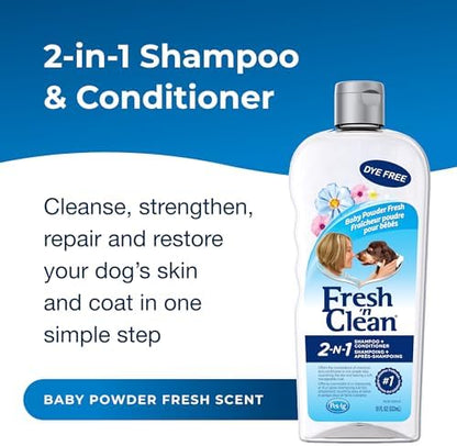 PetAg Fresh 'n Clean 2-in-1 Baby Powder Formula Conditioning Shampoo, 18-Ounce - Image 2