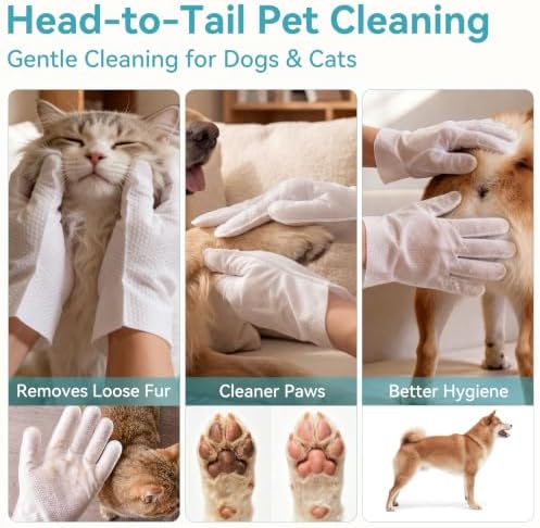 Pet Glove Wipes for Dogs & Cats, No-Rinse Bath Wipes - Image 3