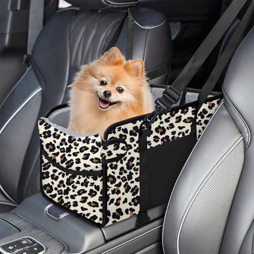 Portable Dog Car Seat for Small Dogs, Puppy Car Seat, Leopard by NECKORY