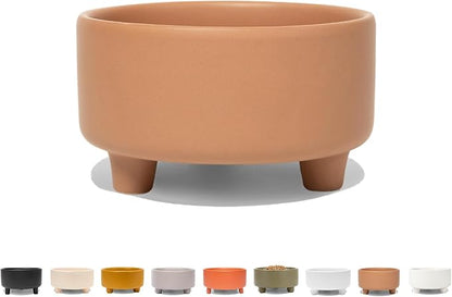 Waggo Uplift Ceramic Dog Bowl for Small Medium and Large Breeds - Heavyweight and Durable Pet Food and Water Dish Crock, Dishwasher Safe, Modern, Elevated Feeder (Clay, Small)
