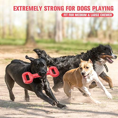 Feeko Dog Toys for Aggressive Chewers Large Breed, 15 inch Interactive Long Lasting Dogs Toy with Convex Design Natural Rubber Tug-of-war Toy for Medium Large Tooth Clean(Red) - Image 6