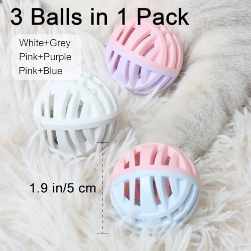 Cat Toy Balls with Bell Inside, Rubber, 2 inches, 3 Pcs - Image 2
