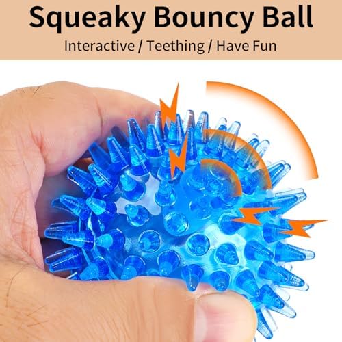 6 Pack Squeaky Spiky Dog Balls, Puppy Chew Toys for Teething, Small - Image 4