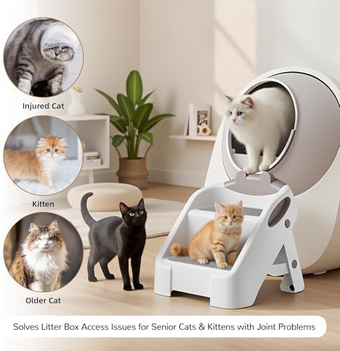 Dual Step Cat Ramp for Litterbox, Stable Cat Steps for Litter Box Easy to Clean, Automatic Cats Litter Steps Litter Box Step with Non-Slip Rubber Feet, Litter Box Ramp Pet Steps for Cats Small Older - Image 4