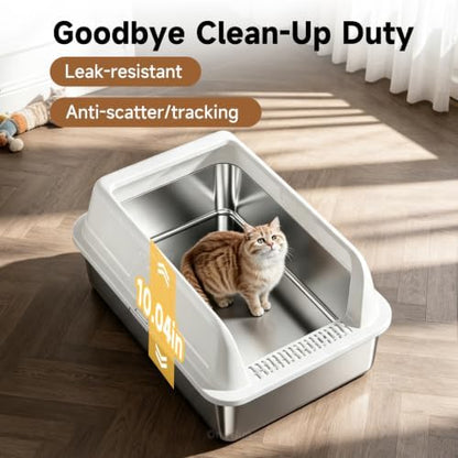 High-Sided Stainless Steel XL Cat Litter Box for Cats - Image 7