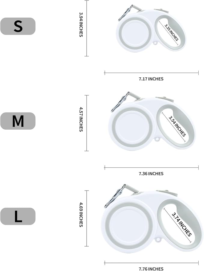 10 Ft Retractable Dog Leash, 360° Tangle-Free Heavy Duty Great Leashs for Dog up to 44lbs with Anti-Slip Handle, Dog Walking Leash Suitable for Small Dogs (White,S)