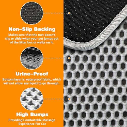 Cat Litter Mat 24"x35",Double Layer EVA litterbox Mat, Blue - Image 4