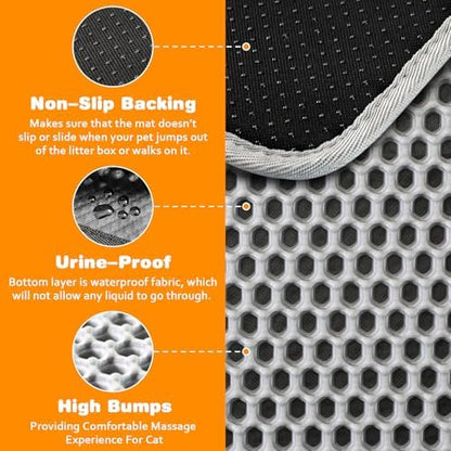 Cat Litter Mat 16"x20",Double Layer EVA litterbox Mat, Pink - Image 4