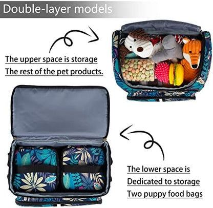 BAGLHER Pet Travel Bag, Double-Layer Pet Supplies Backpack (for All Pet Travel Supplies), Pet Travel Backpack with 2 Silicone Collapsible Bowls and 2 Food Baskets Hawaii - Image 6