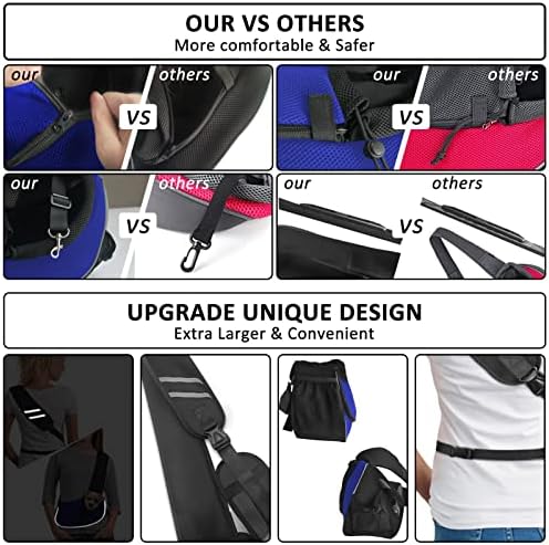 Gloppie Small Dog Sling Carrier for 5lb Dogs Breathable Puppy Sling Hands Free Travel Cat Carrier Klein Blue S - Image 5