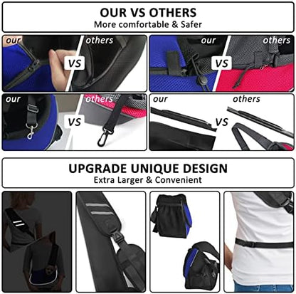 Gloppie Small Dog Sling Carrier for 5lb Dogs Breathable Puppy Sling Hands Free Travel Cat Carrier Klein Blue S - Image 5