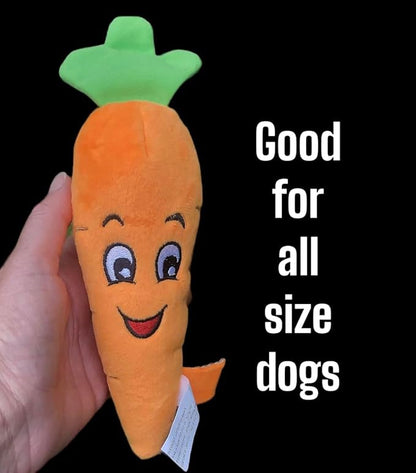 Glow Pups Carrot Shaped Plush Dog Toy, Dog Toy with Squeaker for Small and Medium Size Dogs (Carrot)