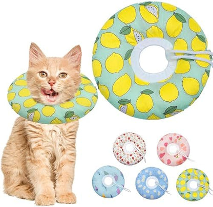 Seyezo Cat Cone Collar Soft, Adjustable Cat Recovery Cone, Green Lemon, S by Seyezo