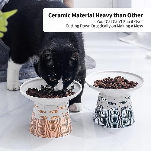 6.25 in Extra Wide Ceramic Raised Cat Bowl 2 Pack - Image 5