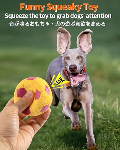 SCHITEC Squeaky Dog Toys, [4 Pack] Interactive Dog Balls with Squeaker for Medium Dogs, 2.8'' Soft Latex Rubber Bouncy Fetch Play Ball Toy - Image 2