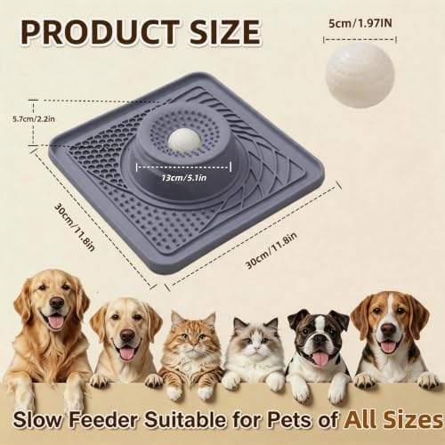 Slow Feeder Dog Bowls & Lick Mat for Liquid and Thick Treat(Grey) - Image 6