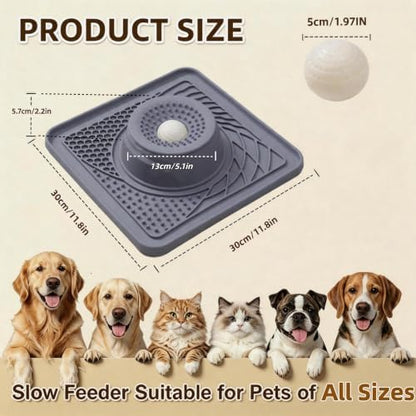 Slow Feeder Dog Bowls & Lick Mat for Liquid and Thick Treat(Grey) - Image 6