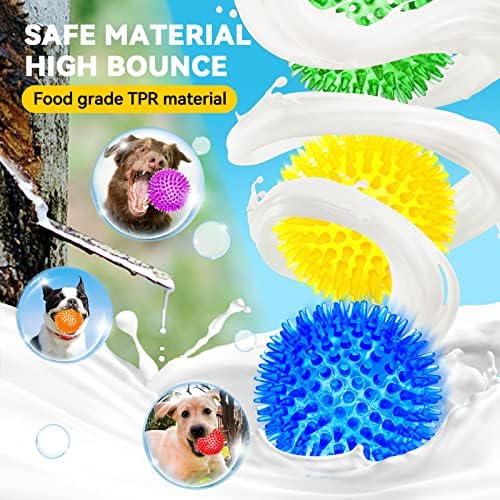 SHARLOVY 3.5” Large Dog Toys Ball, 6 Pack Squeaky Toys, Durable Spiky Ball - Image 4