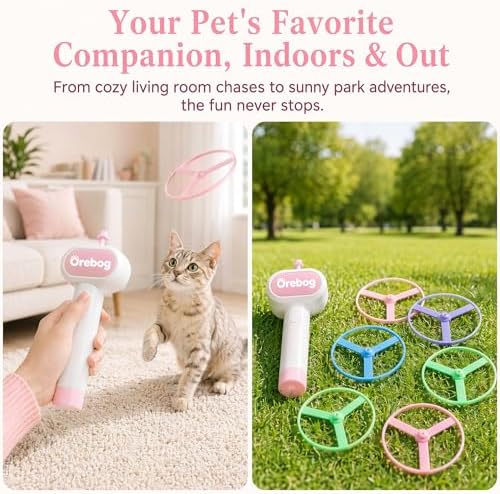 Cat Toy Disc Launcher,Rechargeable Interactive Cat Fetch Toy with 6 Discs - Image 2
