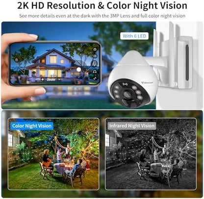 VSTARCAM 4G Cellular Security Cameras Wireless Outdoor, 3MP Battery Powered Cameras for Home Surveillance, Motion Detection, Color Night Vision, Pan/Tilt, 2-Way Talk, Cloud &SD Storage - Image 5