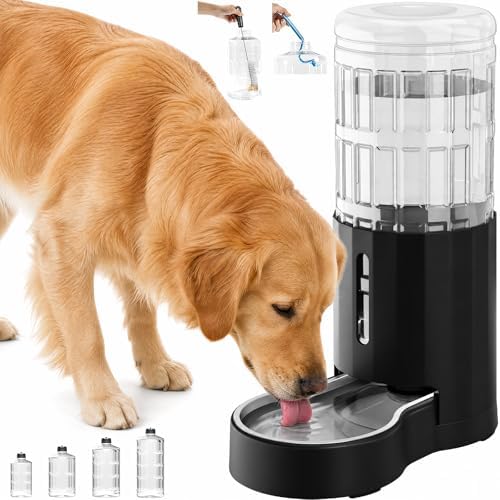 CZPET Dog Water Bowl Dispenser 9.5L, Wider Mouth Gravity Refilling (Black) by CZPET